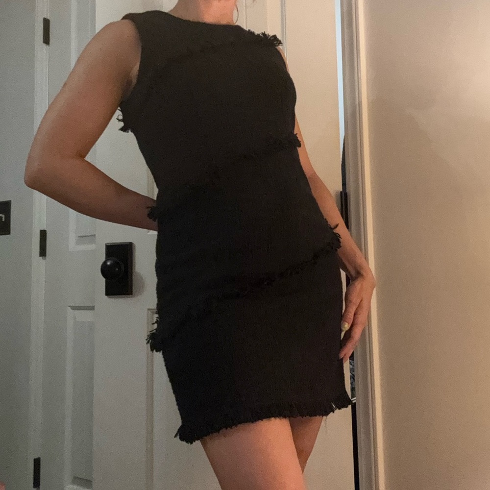Ann Taylor Black Textured Mini Dress